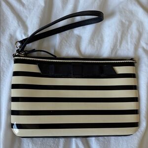 Kate Spade Black and White Striped Clutch